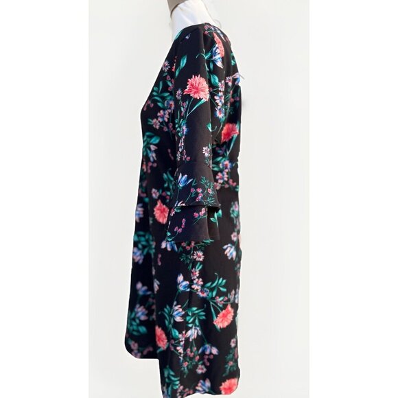 The Vanity Room Women’s Black Floral V-Neck Ruffle Sleeve Dress Size L NWOT - Picture 7 of 13